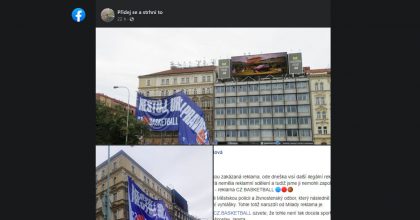 U Nuselského mostu visí obří banner basketbalistů. Spor s městem znovu ožívá